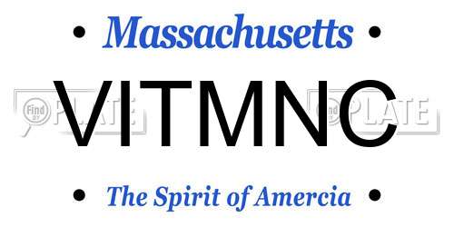 VITMNC Massachusetts License Plate