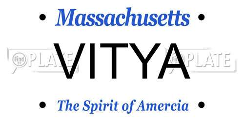 VITYA Massachusetts License Plate