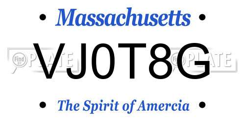 VJ0T8G Massachusetts License Plate