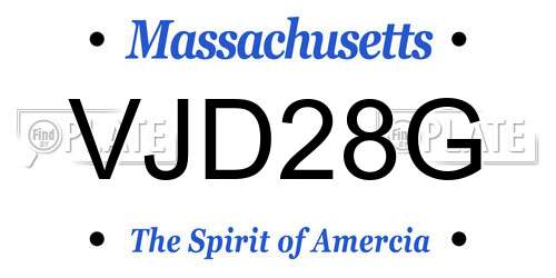 VJD28G Massachusetts License Plate