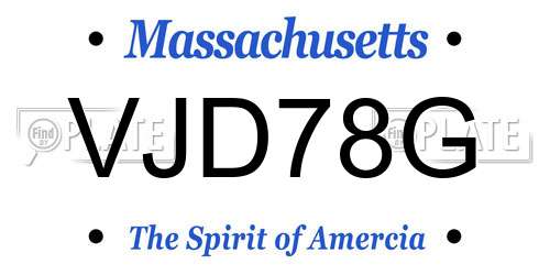VJD78G Massachusetts License Plate