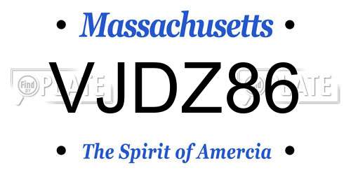 VJDZ86 Massachusetts License Plate