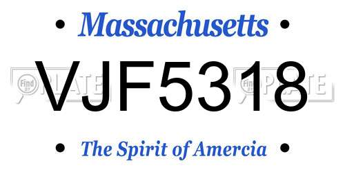 VJF5318 Massachusetts License Plate