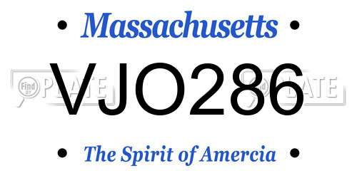 VJO286 Massachusetts License Plate