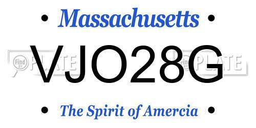 VJO28G Massachusetts License Plate