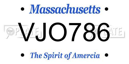 VJO786 Massachusetts License Plate