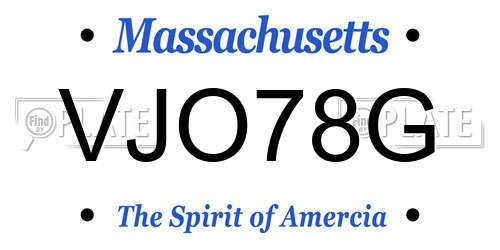VJO78G Massachusetts License Plate