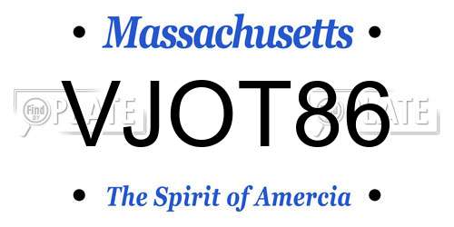 VJOT86 Massachusetts License Plate