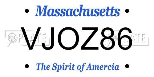 VJOZ86 Massachusetts License Plate