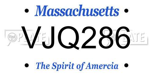 VJQ286 Massachusetts License Plate