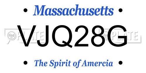 VJQ28G Massachusetts License Plate