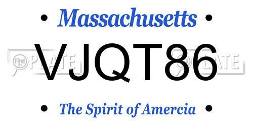 VJQT86 Massachusetts License Plate