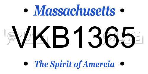 VKB1365 Massachusetts License Plate