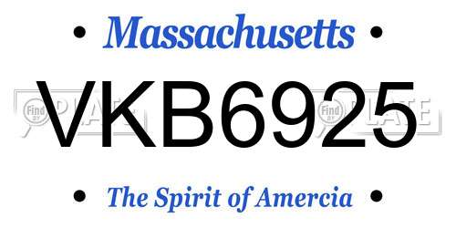 VKB6925 Massachusetts License Plate