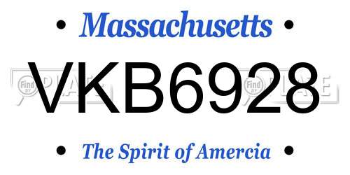 VKB6928 Massachusetts License Plate