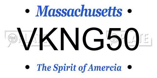 VKNG50 Massachusetts License Plate