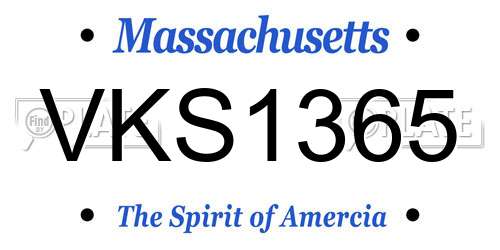 VKS1365 Massachusetts License Plate