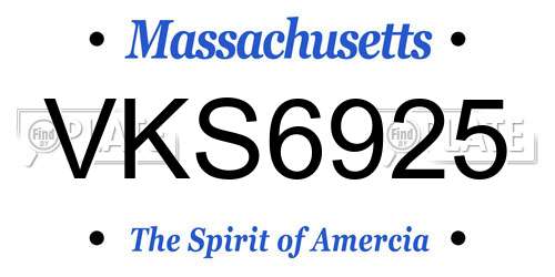 VKS6925 Massachusetts License Plate