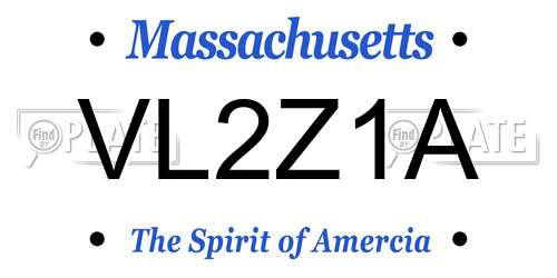 VL2Z1A Massachusetts License Plate