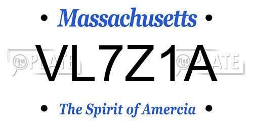 VL7Z1A Massachusetts License Plate