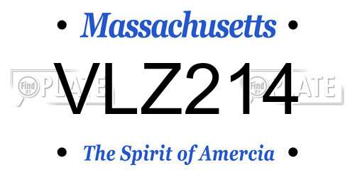 VLZ214 Massachusetts License Plate