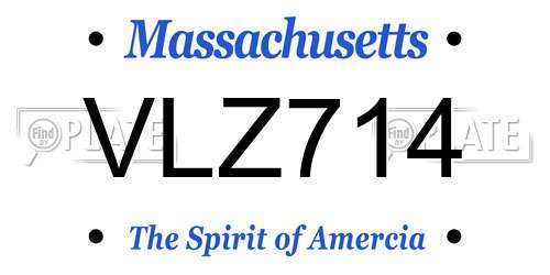 VLZ714 Massachusetts License Plate