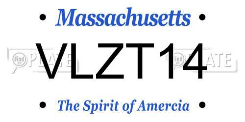 VLZT14 Massachusetts License Plate