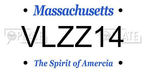VLZZ14 Massachusetts License Plate