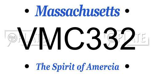 VMC332 Massachusetts License Plate