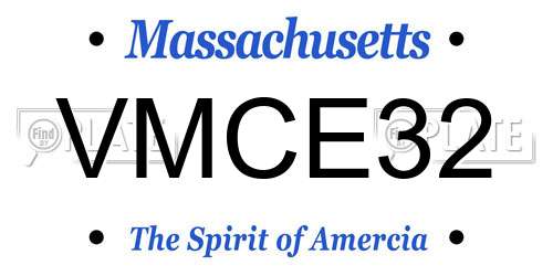 VMCE32 Massachusetts License Plate