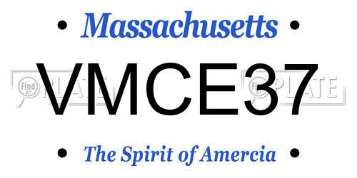 VMCE37 Massachusetts License Plate
