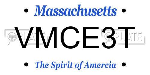 VMCE3T Massachusetts License Plate