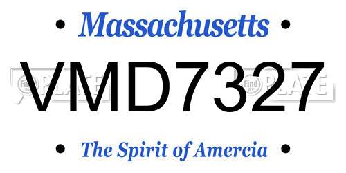 VMD7327 Massachusetts License Plate