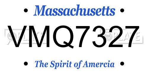 VMQ7327 Massachusetts License Plate