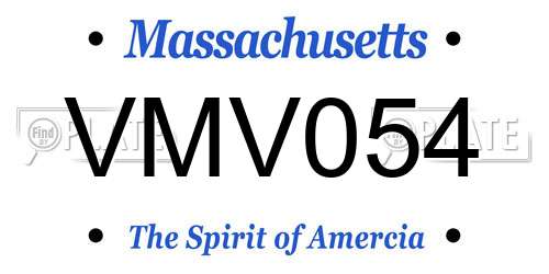 VMV054 Massachusetts License Plate