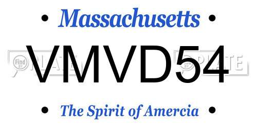 VMVD54 Massachusetts License Plate