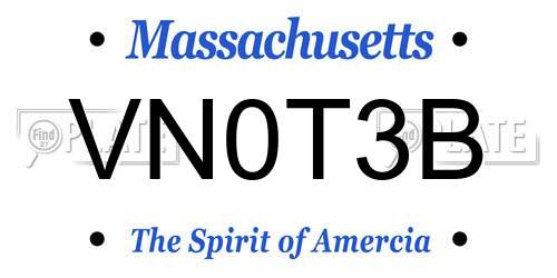 VN0T3B Massachusetts License Plate