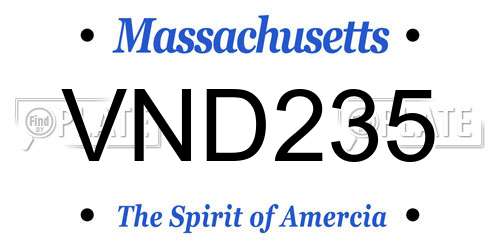 VND235 Massachusetts License Plate