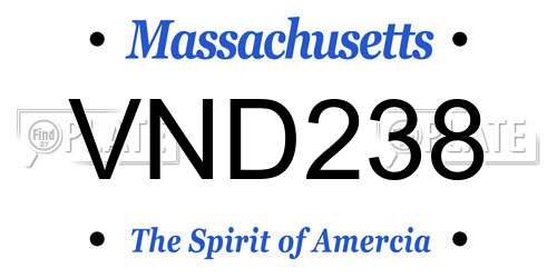 VND238 Massachusetts License Plate