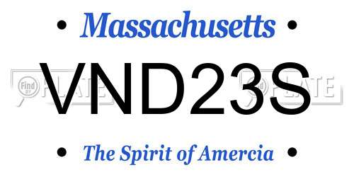 VND23S Massachusetts License Plate