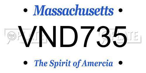 VND735 Massachusetts License Plate
