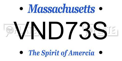 VND73S Massachusetts License Plate