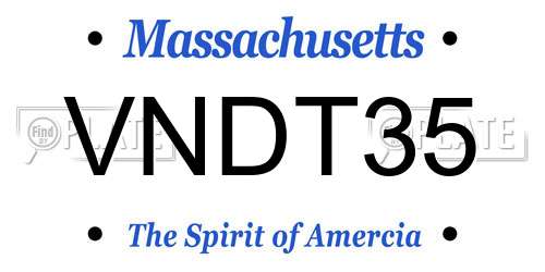 VNDT35 Massachusetts License Plate