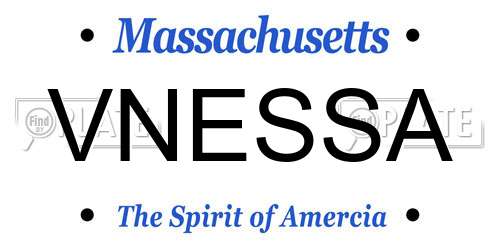 VNESSA Massachusetts License Plate