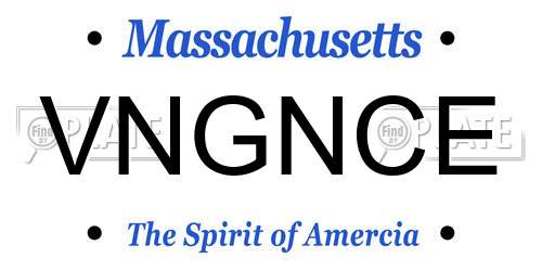 VNGNCE Massachusetts License Plate