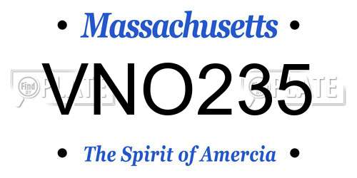 VNO235 Massachusetts License Plate