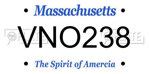 VNO238 Massachusetts License Plate