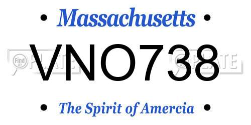 VNO738 Massachusetts License Plate