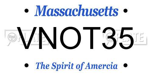 VNOT35 Massachusetts License Plate