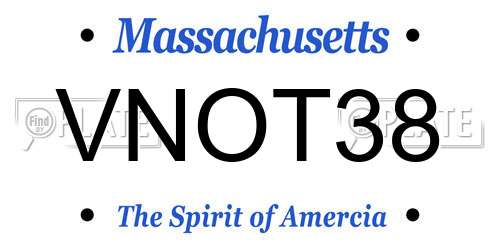 VNOT38 Massachusetts License Plate